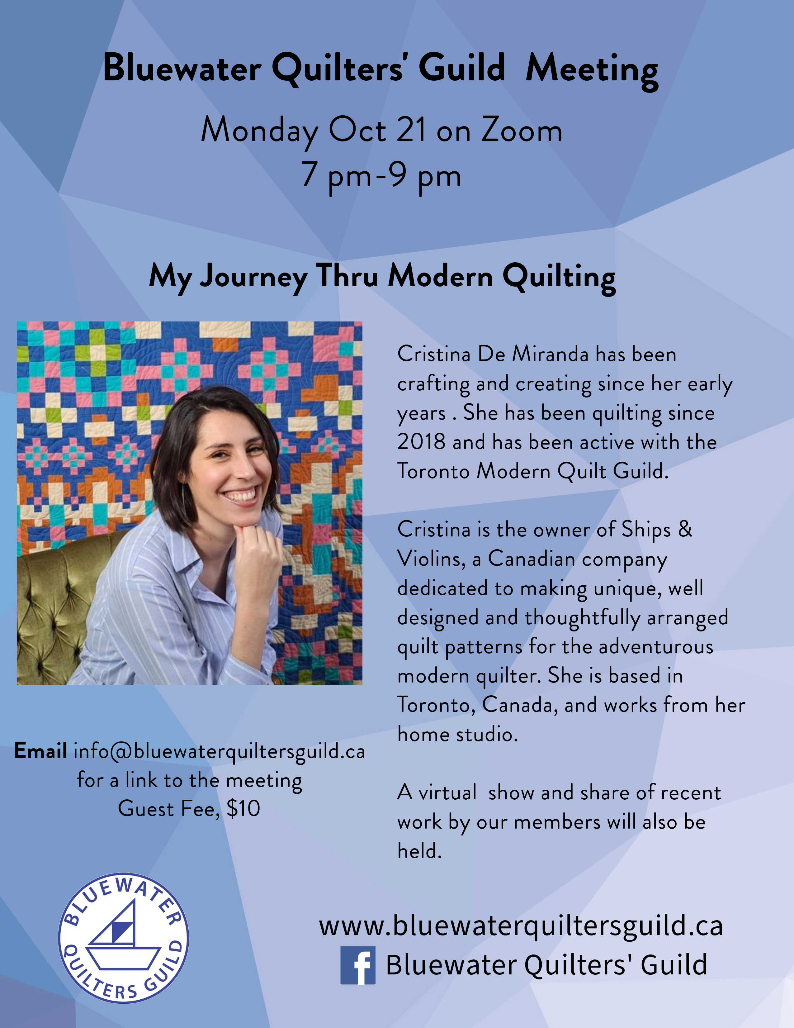 Event image Bluewater Quilters' Guild - October 2024 Meeting (on Zoom)